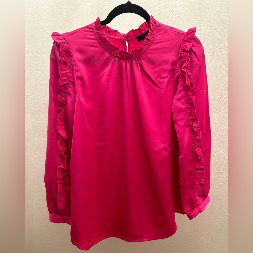 J. Crew Hot pink long sleeve blouse